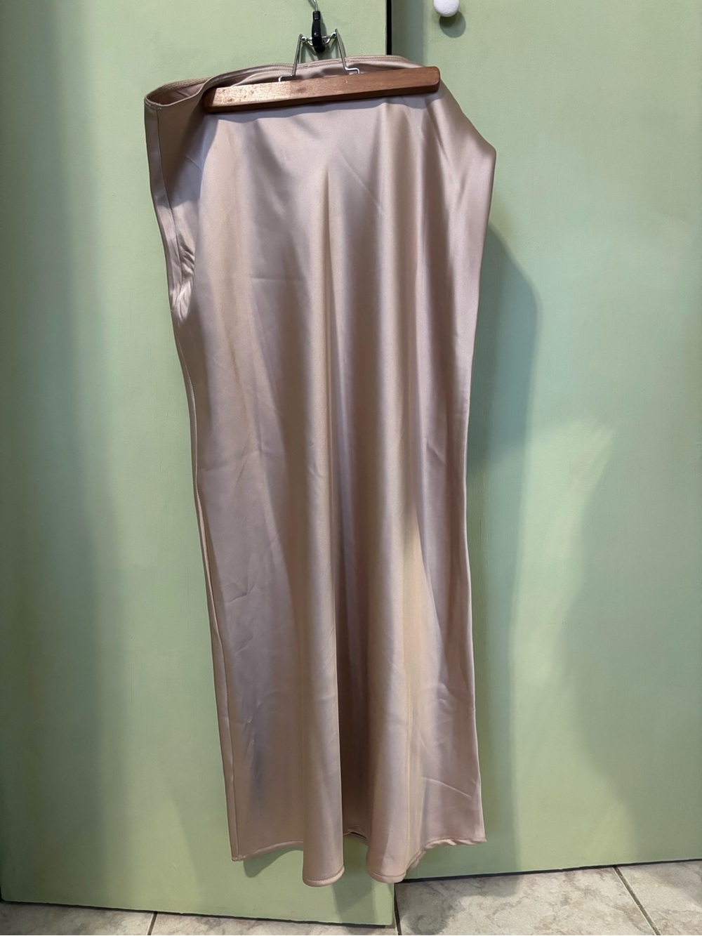 Satin Midi Slip Skirt in Rose Pink